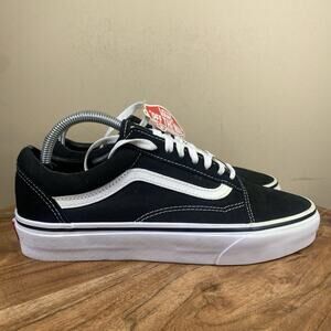 VANS Old Skool Black White Mens Size 8.5 Low Top Athletic Classic Skate Shoes